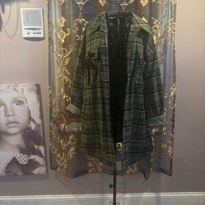Delia for Dolls Kill olive plaid shacket ~ NWT ~ XXL